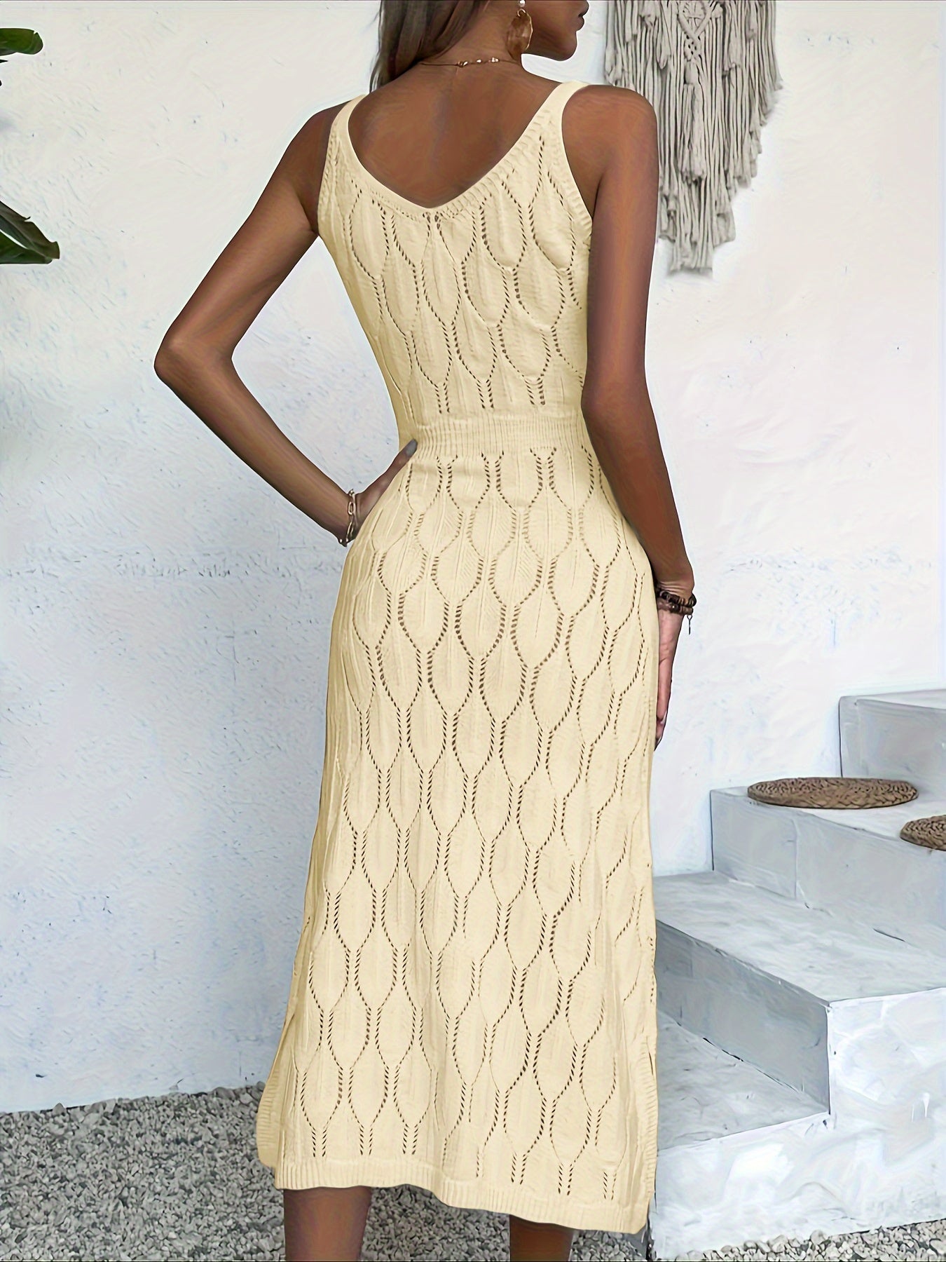 Luciana | Vestido MIDI Sin Mangas De Punto Pointelle