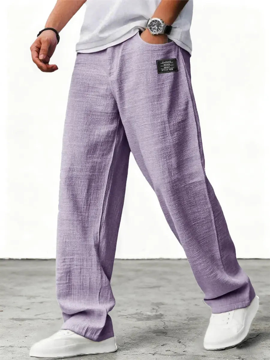 Lushan - Pantalones Sueltos Rectos Con Cintura Elástica