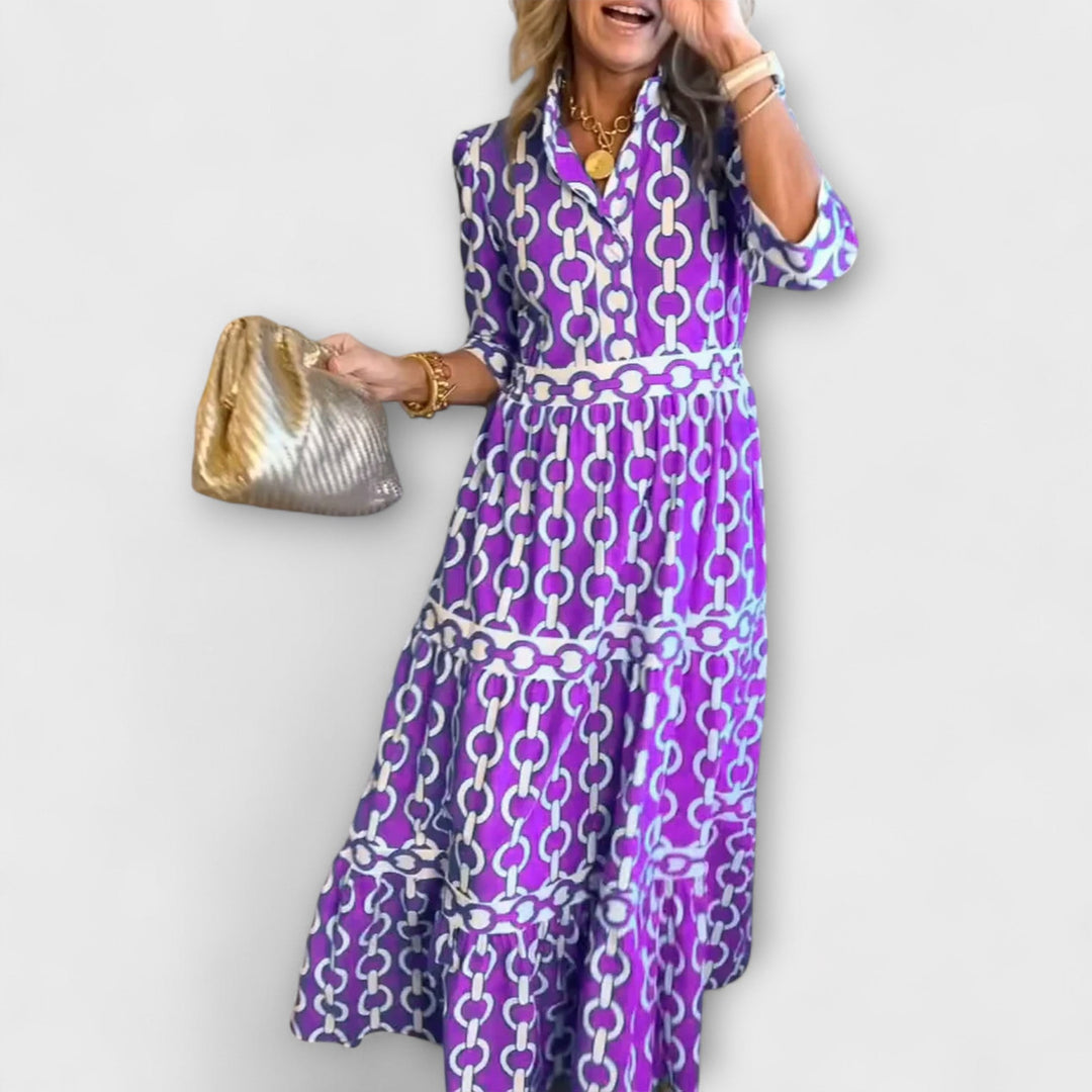 Stavroula | Vestido Midi Con Estampado de Cadenas
