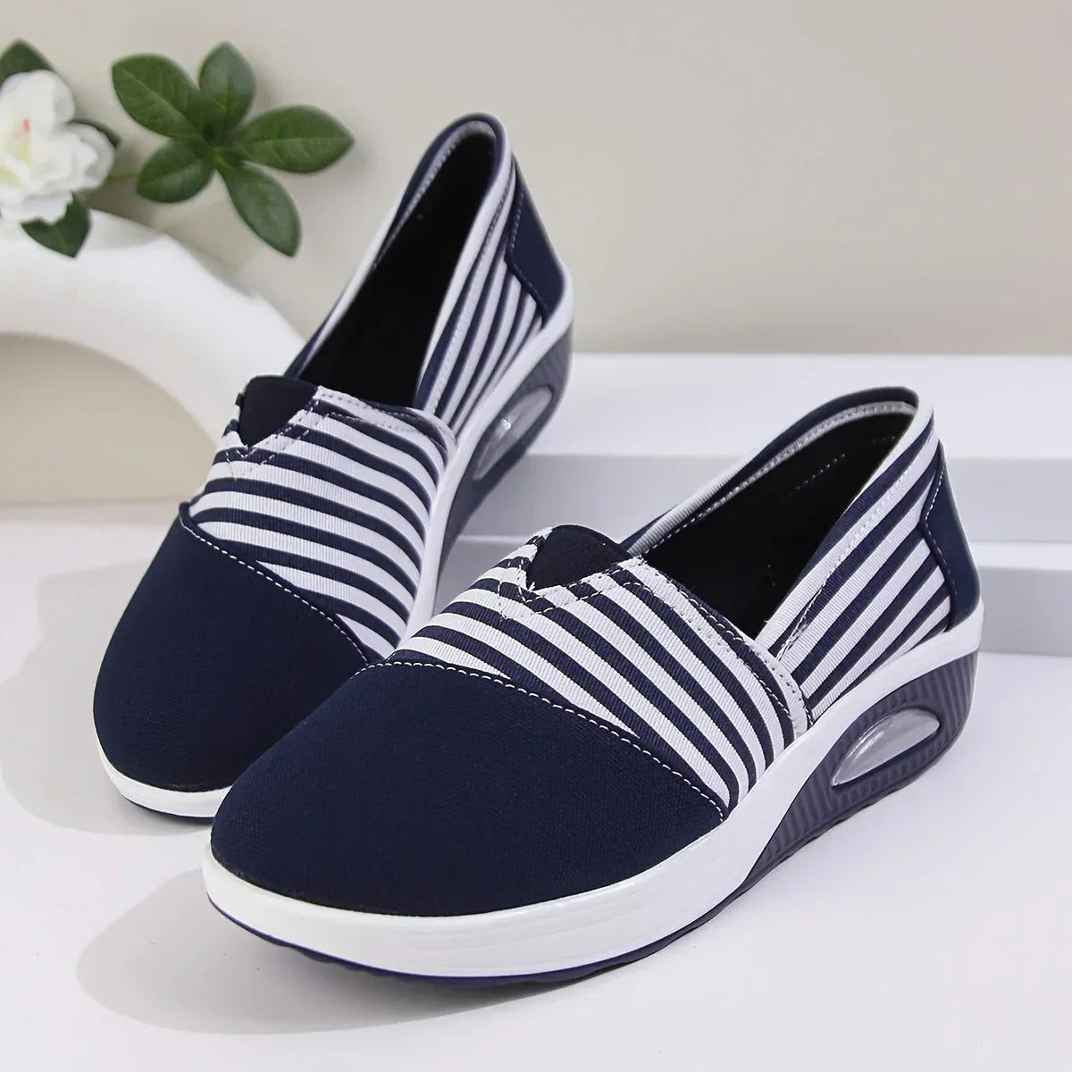 Tasha - Zapatillas Sin Cordones Con Plataforma a Rayas