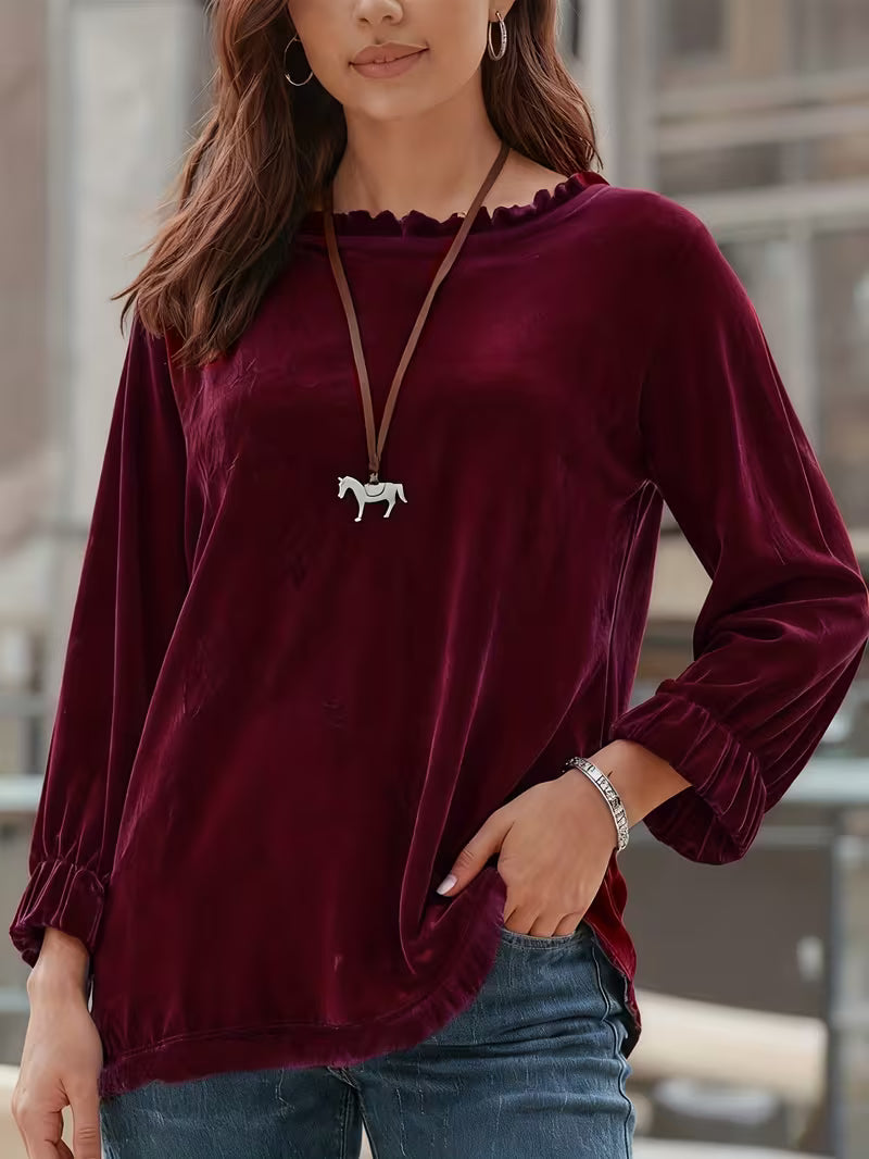 Petunia | Blusa Holgada de Terciopelo Manga Larga