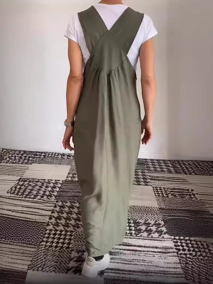 Regla | Vestido Largo Con Tirantes Y Bolsillos, Corte Holgado