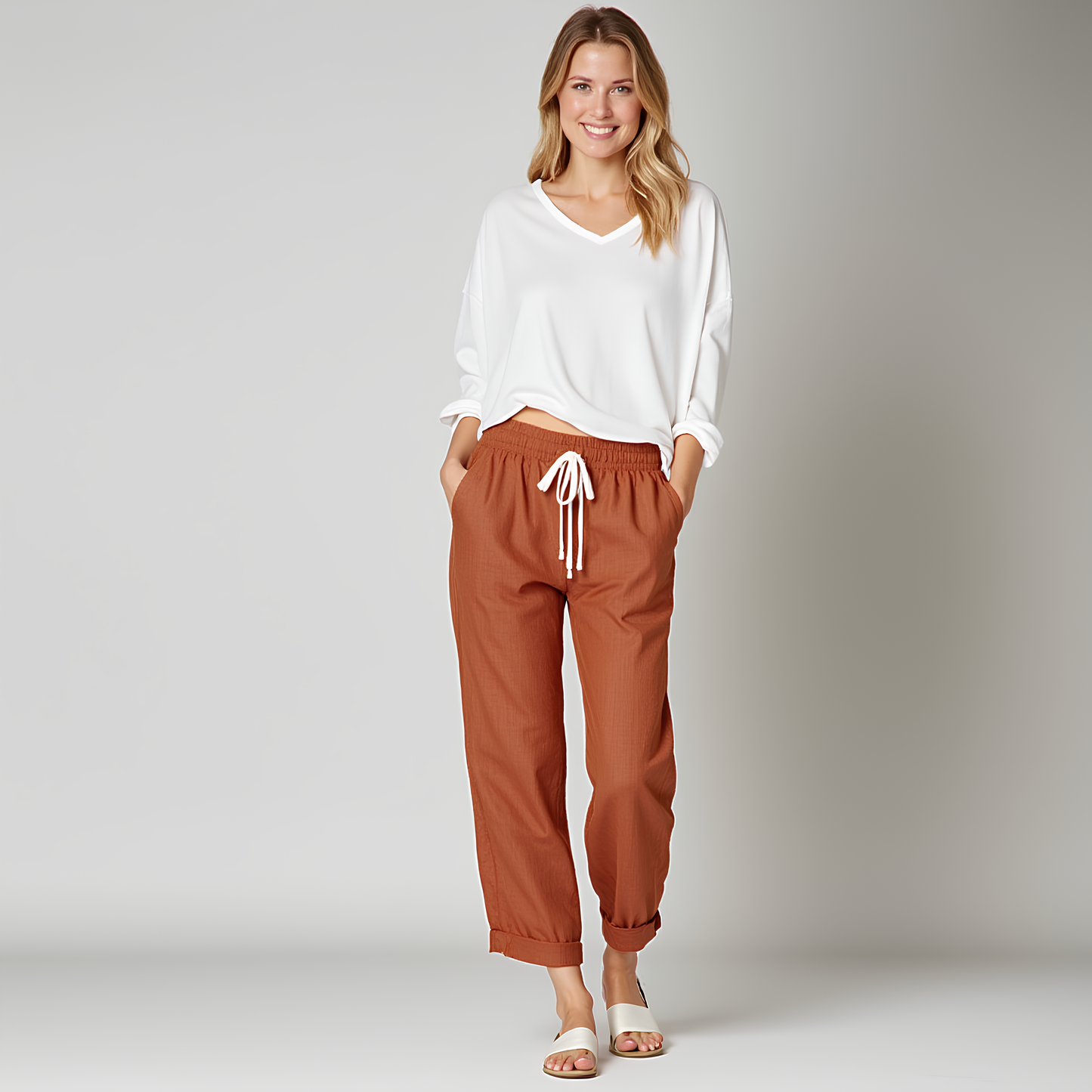 Izumi | Pantalones Cortos De Pierna Ancha Con Cordón