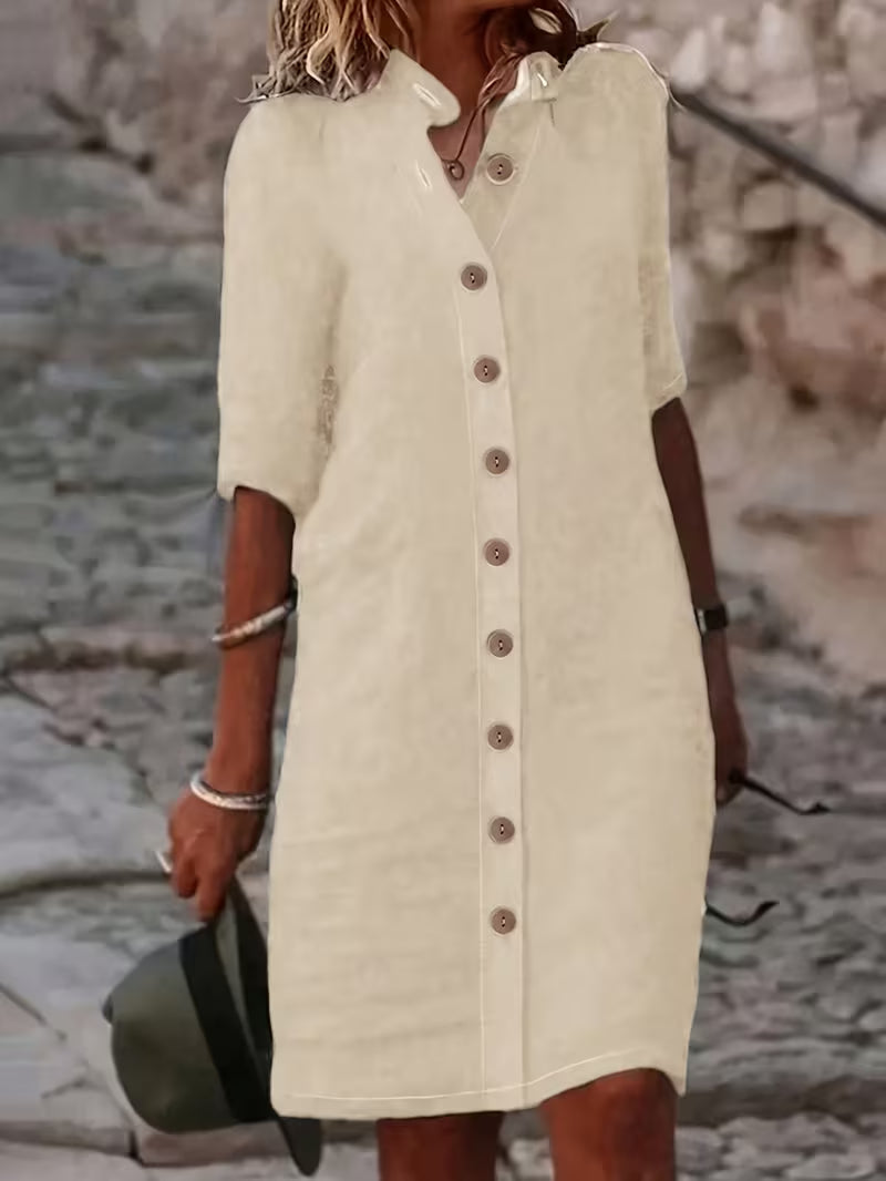 Keiniza | Vestido Camisero de Manga Corta Abotonado