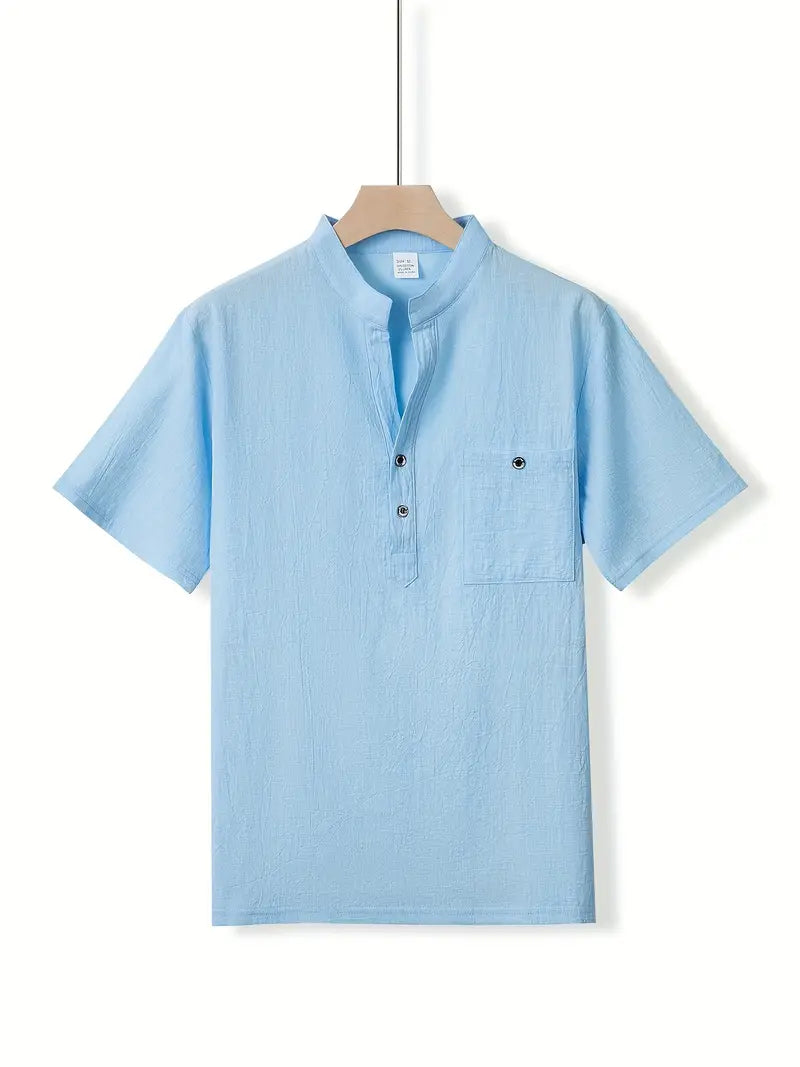 Vaughn - Camiseta Henley de Manga Corta