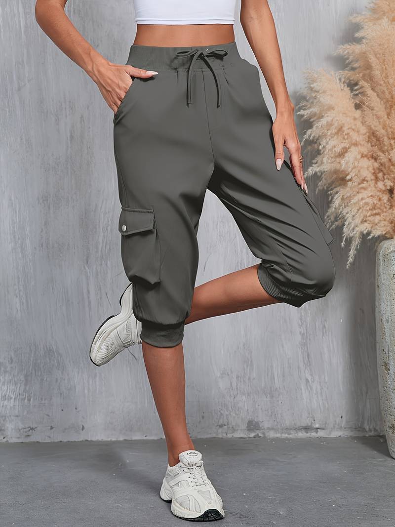 Kirabo | Pantalones Capri Tipo Jogger Cargo Con Cordón en La Cintura