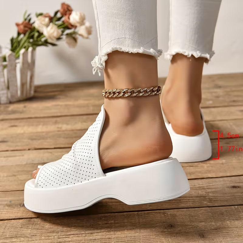Sofya | Sandalias de Plataforma Con Puntera Abierta y Diseño Perforado