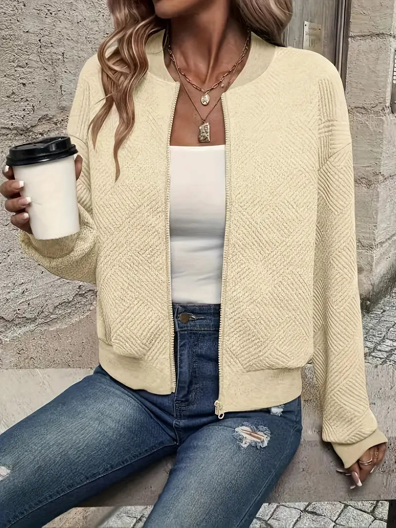 Juanita | Chaqueta De Manga Larga Con Cremallera Frontal Y Textura