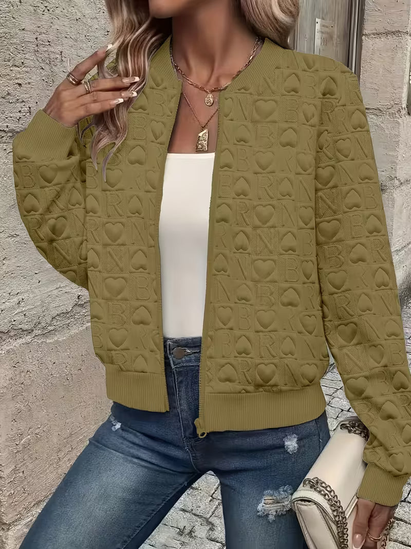 Mileisine | Chaqueta con Cremallera y Diseño de Corazón