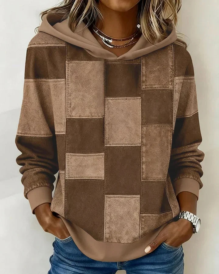 Yaralyn | Sudadera Con Capucha Y Manga Larga De Estilo Patchwork