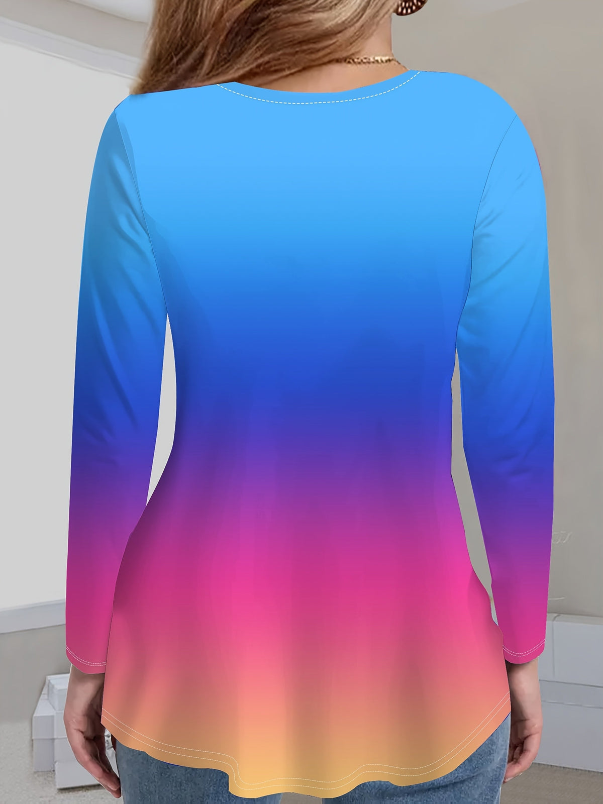 Geneieys | Camiseta de Manga Larga con Escote en V