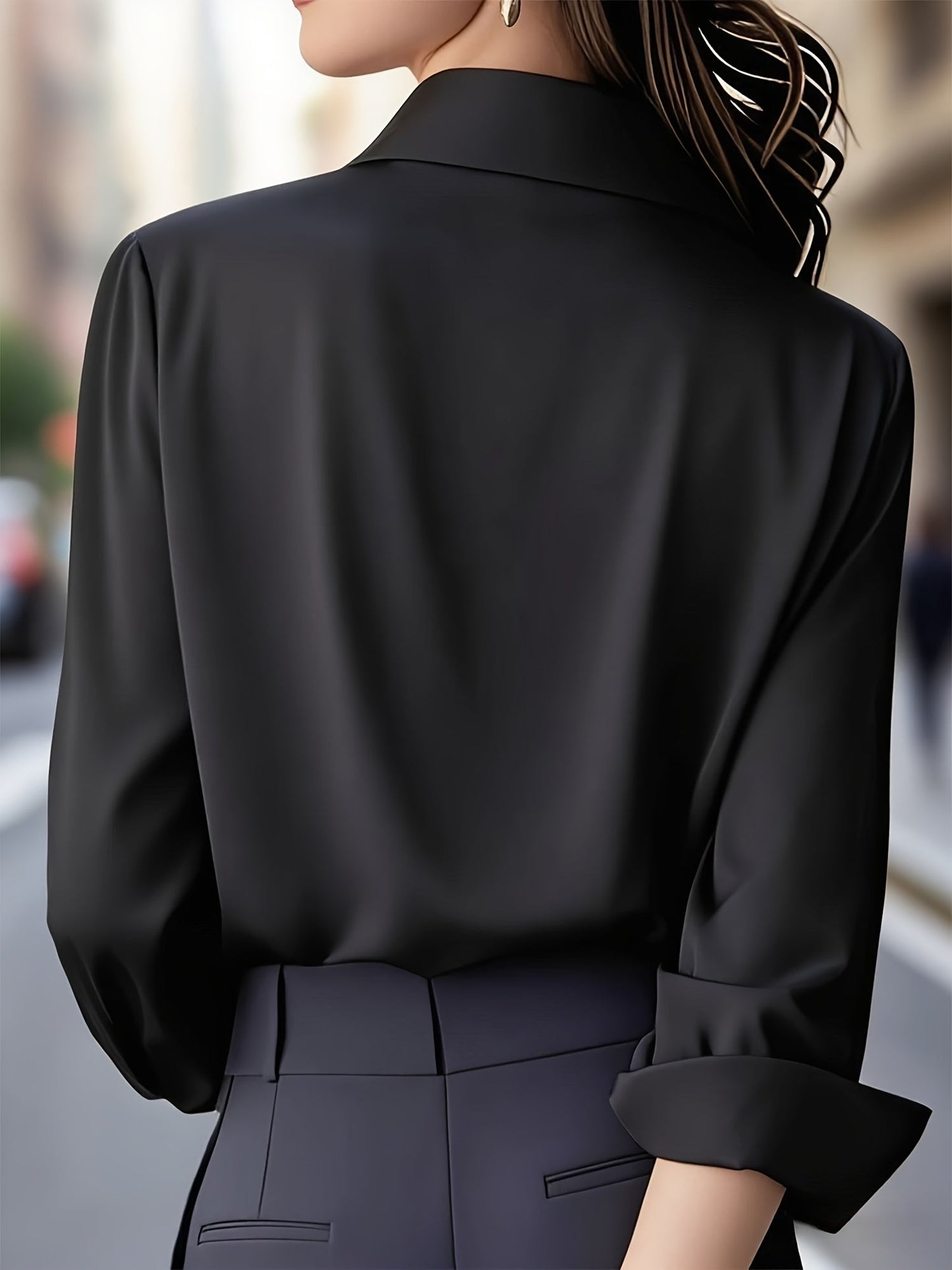 Elenochka - Blusa de Manga Larga Con Botones en la Parte Delantera