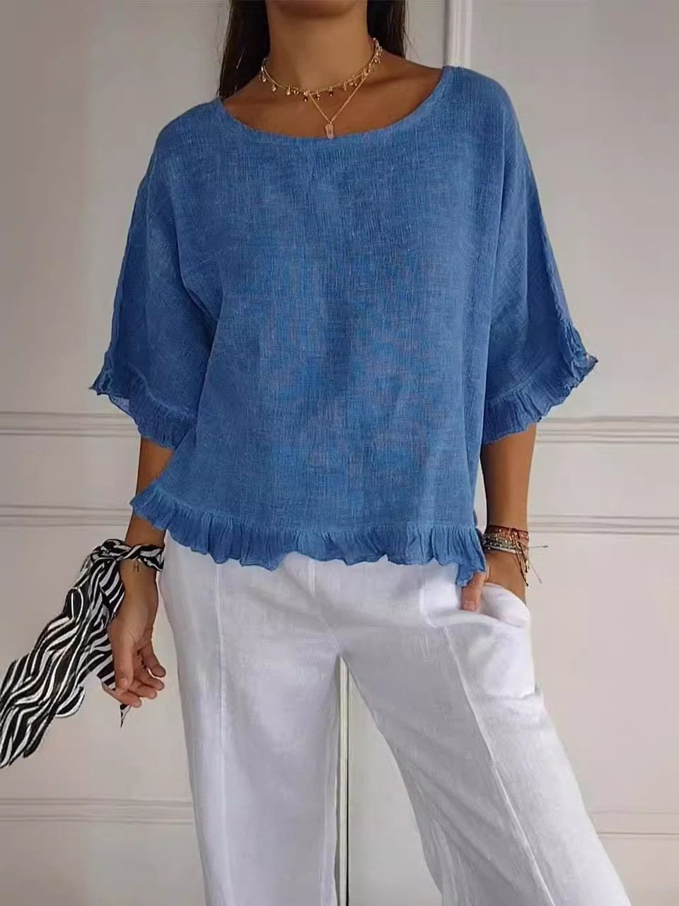 Pierrette | Blusa Con Volantes en El Bajo Y Mangas Dolman