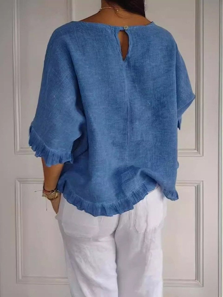Pierrette | Blusa Con Volantes en El Bajo Y Mangas Dolman