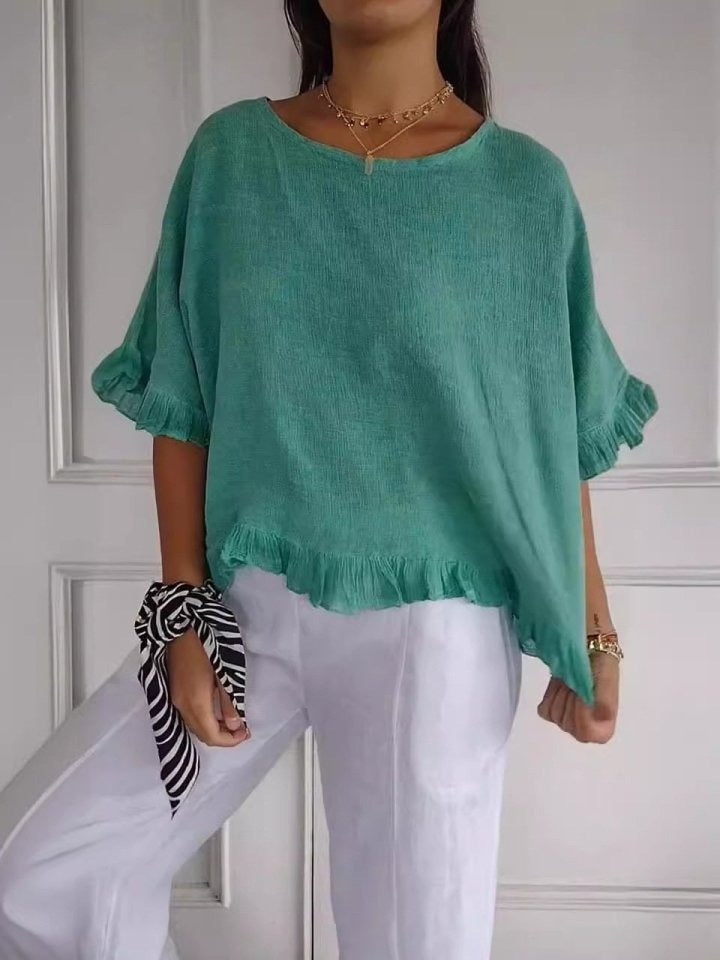 Pierrette | Blusa Con Volantes en El Bajo Y Mangas Dolman