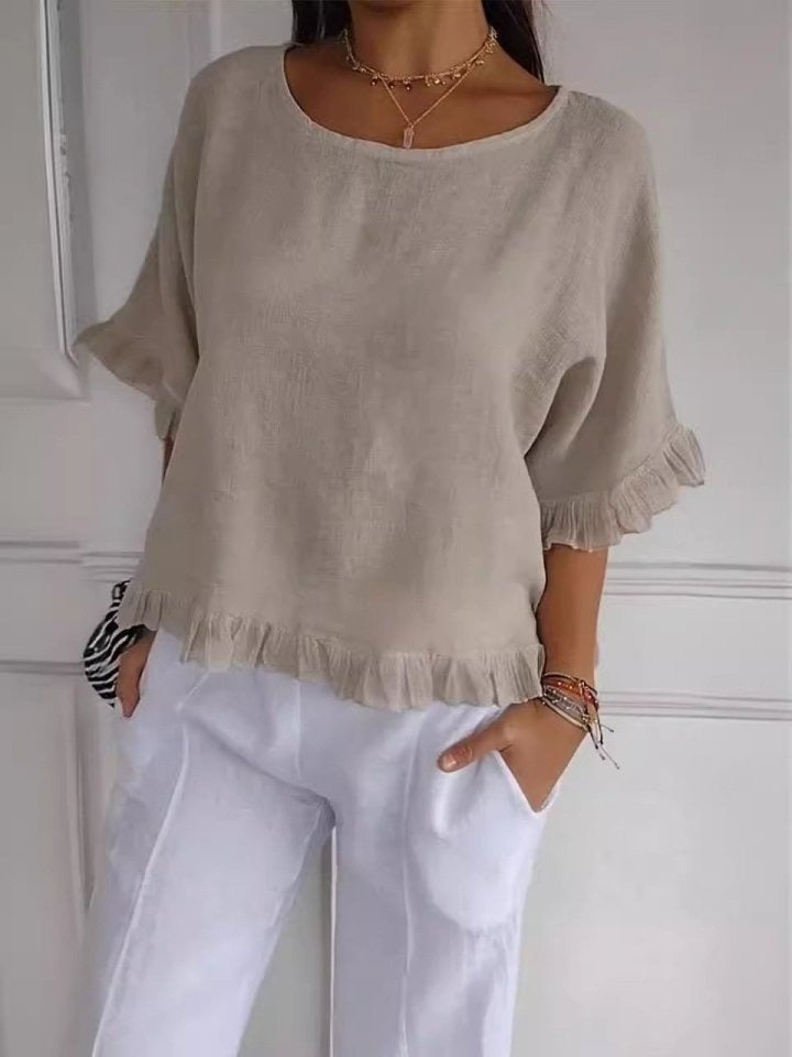 Pierrette | Blusa Con Volantes en El Bajo Y Mangas Dolman