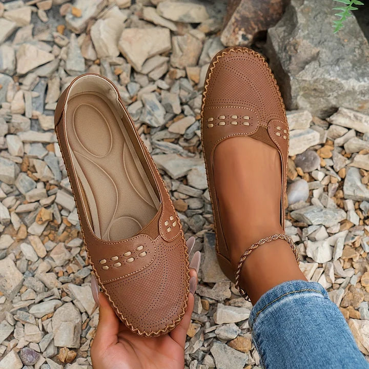 Gerdien | Mocasines Sin Cordones Perforados Para Mujer, Zapatos Planos Informales