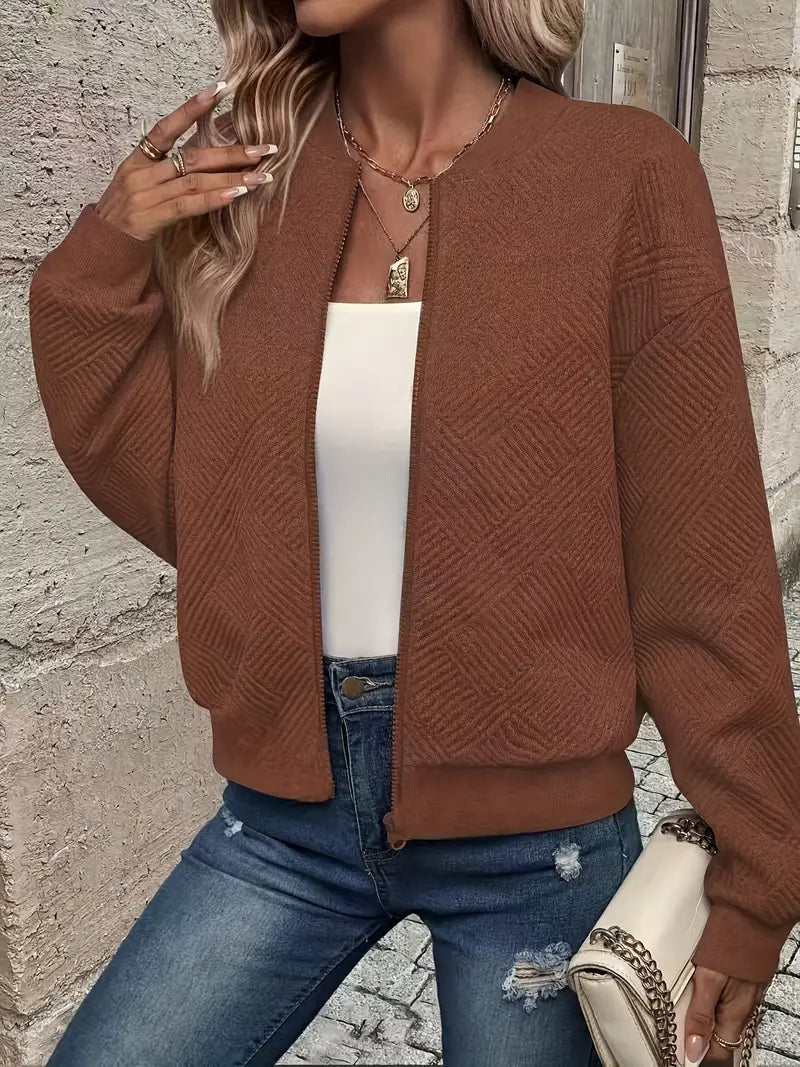 Juanita | Chaqueta De Manga Larga Con Cremallera Frontal Y Textura
