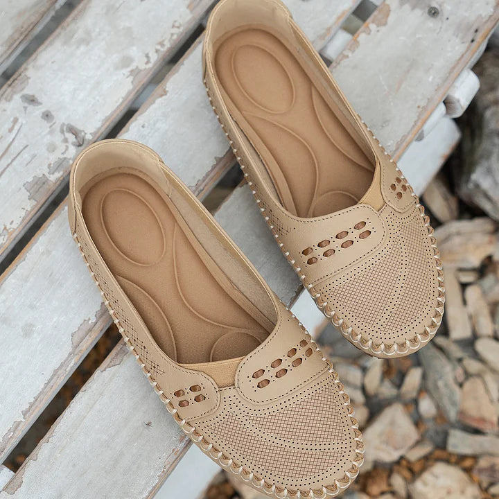 Gerdien | Mocasines Sin Cordones Perforados Para Mujer, Zapatos Planos Informales