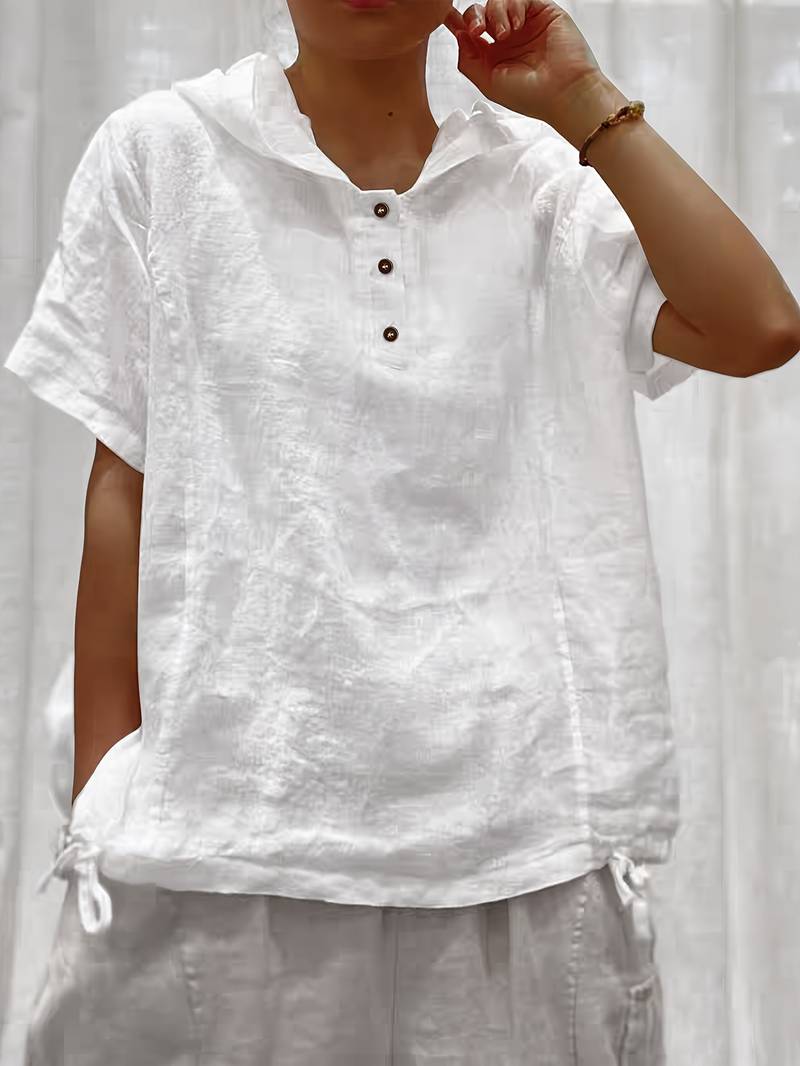Dounia | Camiseta Holgada Con Capucha y Botones
