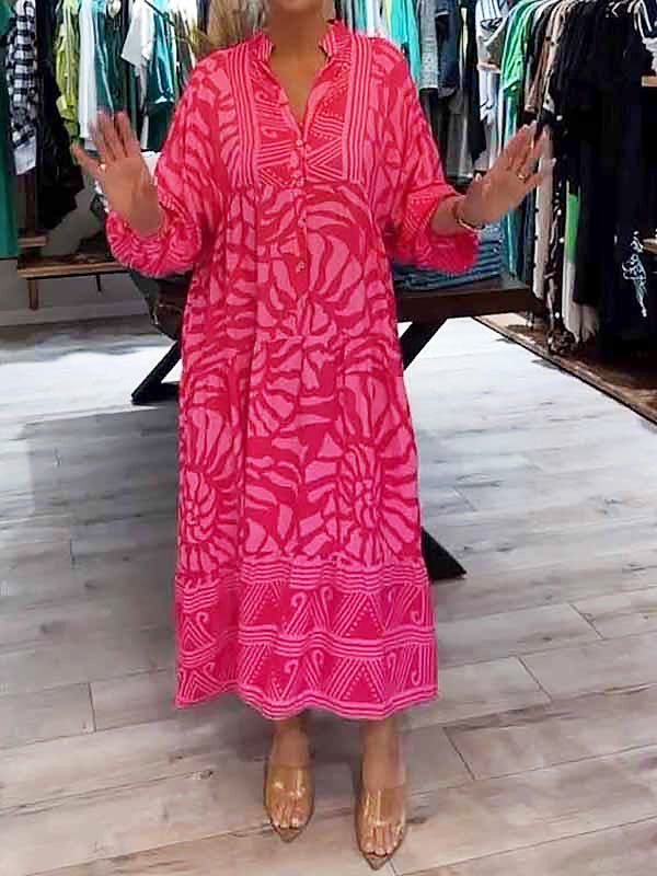 Elyanna | Vestido MIDI Estampado Con Botones en La Parte Delantera
