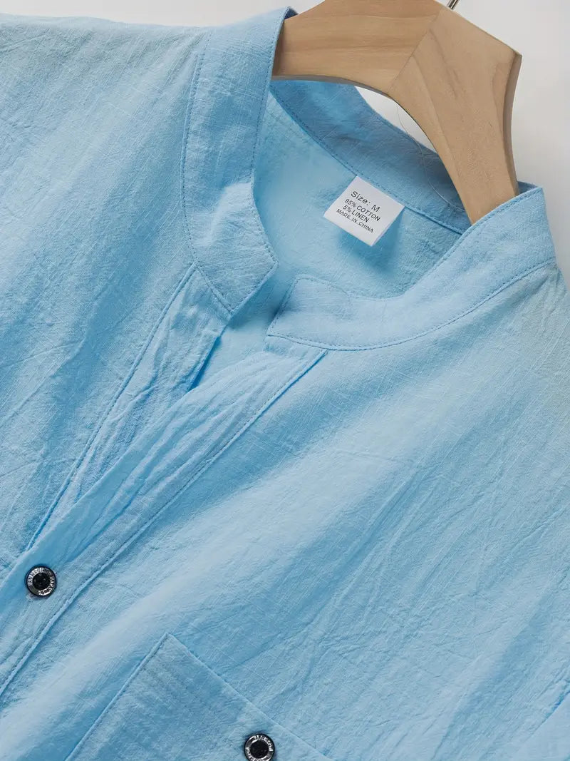 Vaughn - Camiseta Henley de Manga Corta