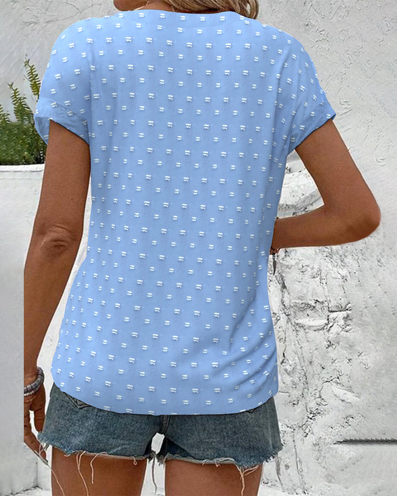 Nariya | Blusa Estampada De Manga Corta Cuello en V Y Botones en La Parte Delantera