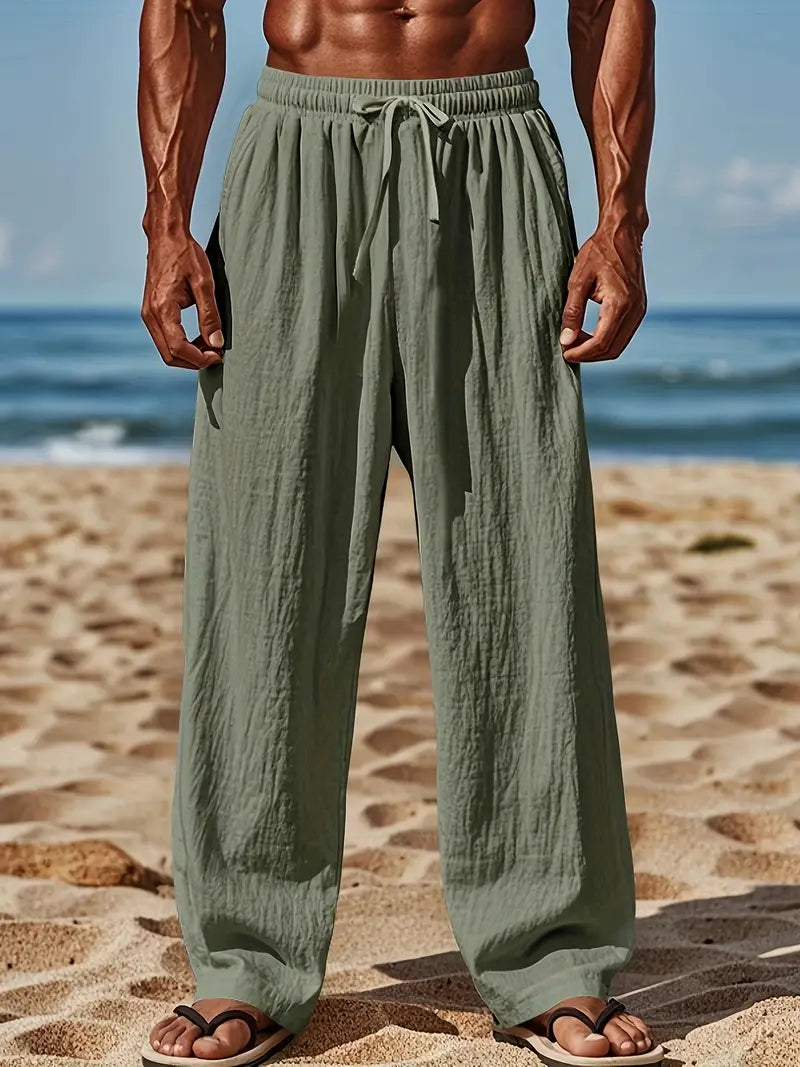 Babaev | Pantalones Anchos de Lino Con Cordón