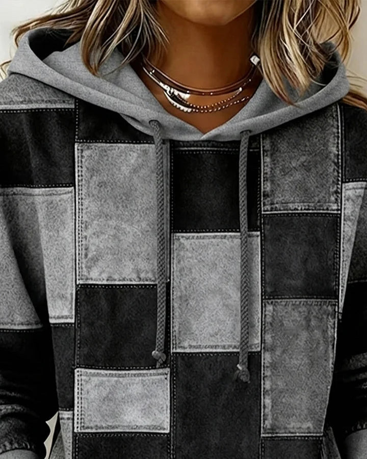 Yaralyn | Sudadera Con Capucha Y Manga Larga De Estilo Patchwork