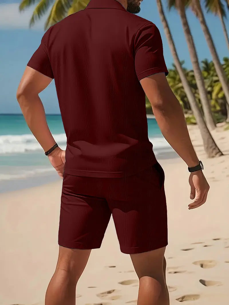 Kelvin | Conjunto De Polo Y Pantalones Cortos Con Textura