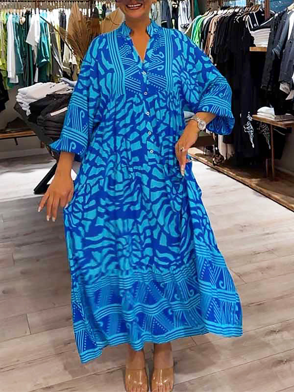 Elyanna | Vestido MIDI Estampado Con Botones en La Parte Delantera