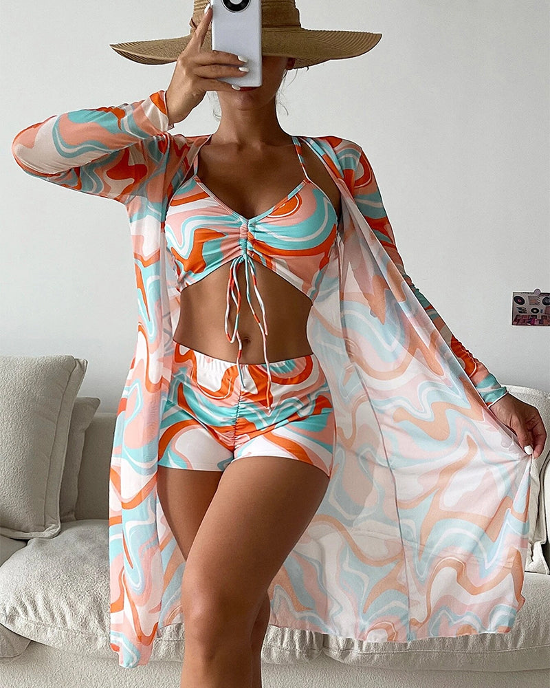 Silvija | Conjunto Bikini Estampado De Tres Piezas