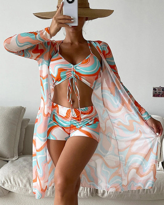 Silvija | Conjunto Bikini Estampado De Tres Piezas
