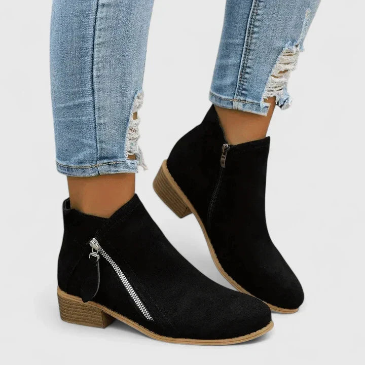 Michelle | Botines con Cremalleras y Tacón Bajo