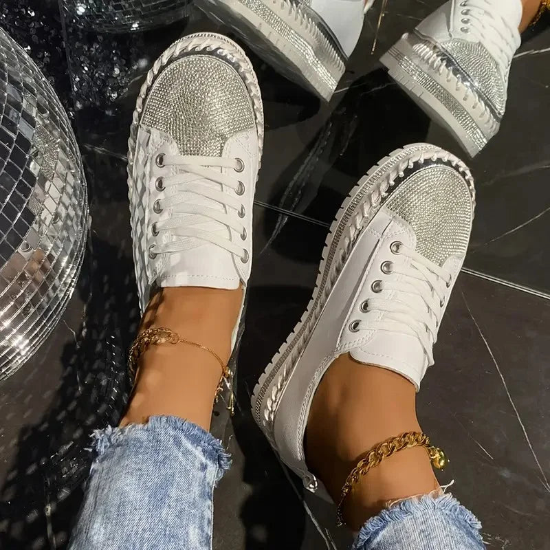 Draya | Zapatillas Bajas Con Cordones Y Pedrería