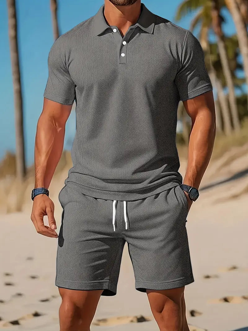 Kelvin | Conjunto De Polo Y Pantalones Cortos Con Textura