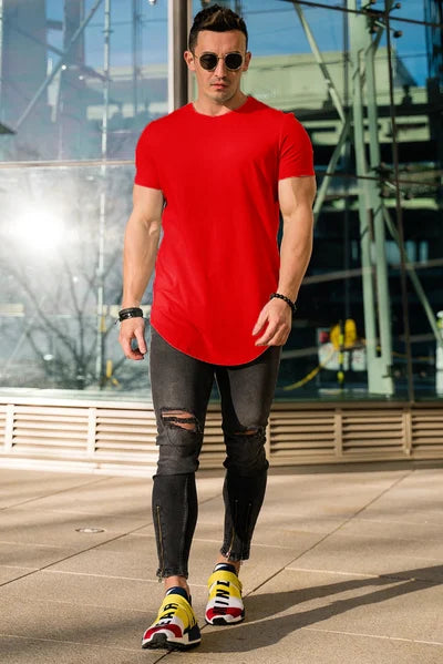 Maxwell - Camiseta de Manga Corta Con Bajo Curvo
