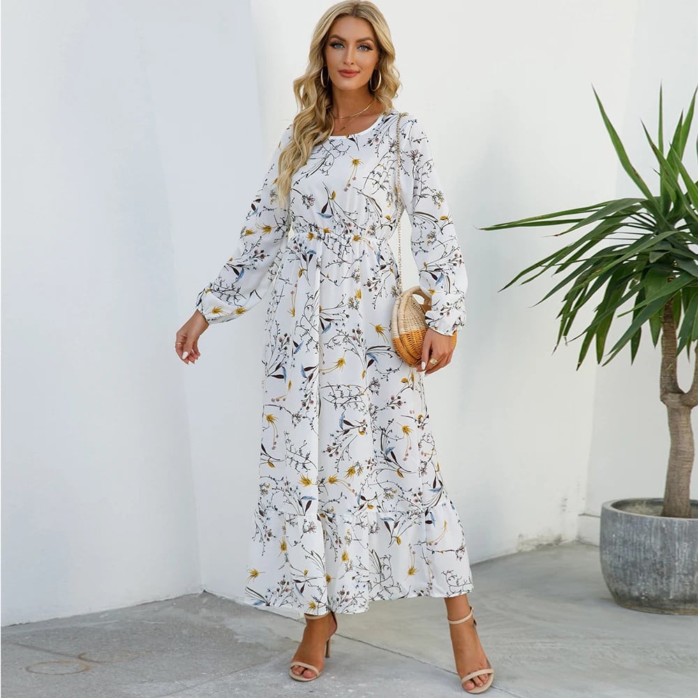Trisha | Vestido Maxi Floral de Manga Larga