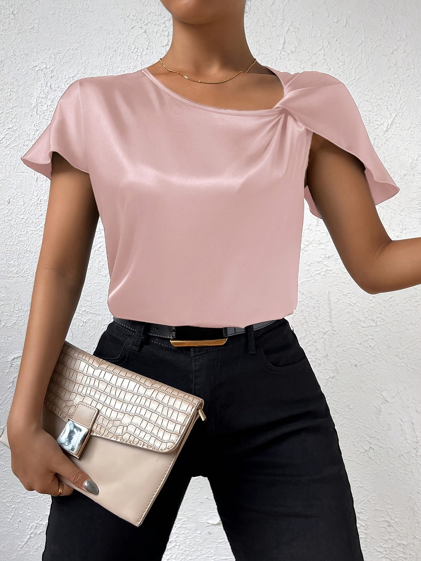 Loretta | Blusa Con Efecto Satén Y Mangas Con Volantes