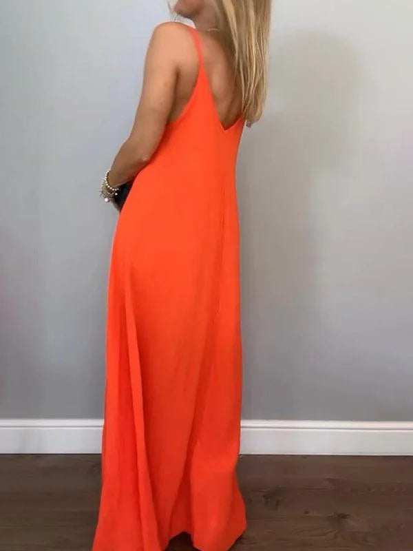 Jolanta | Vestido Largo Liso con Escote en V