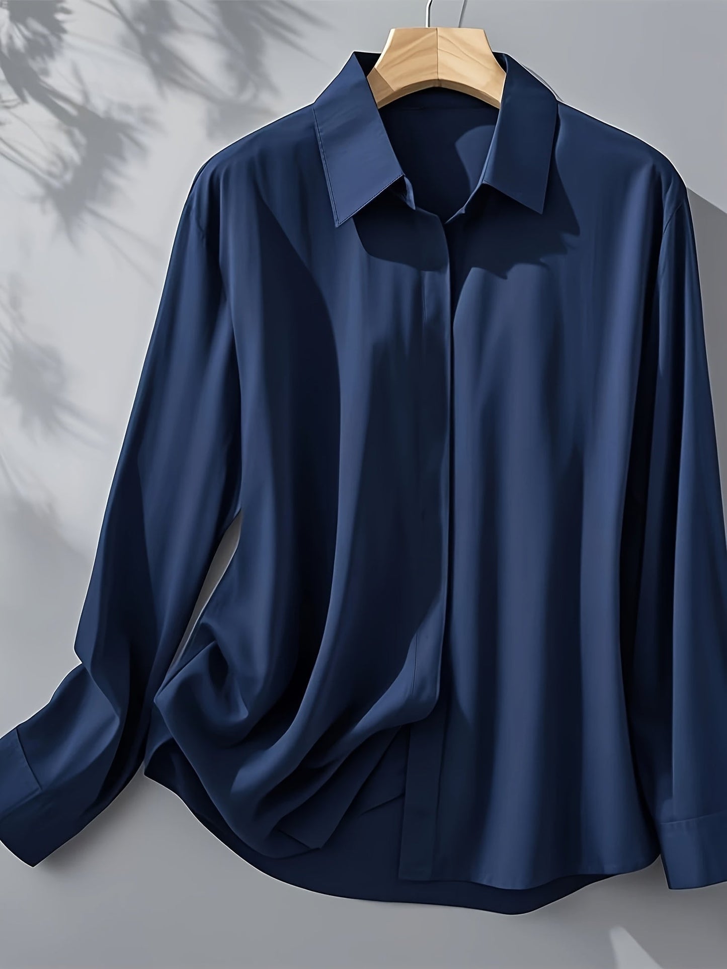 Elenochka - Blusa de Manga Larga Con Botones en la Parte Delantera
