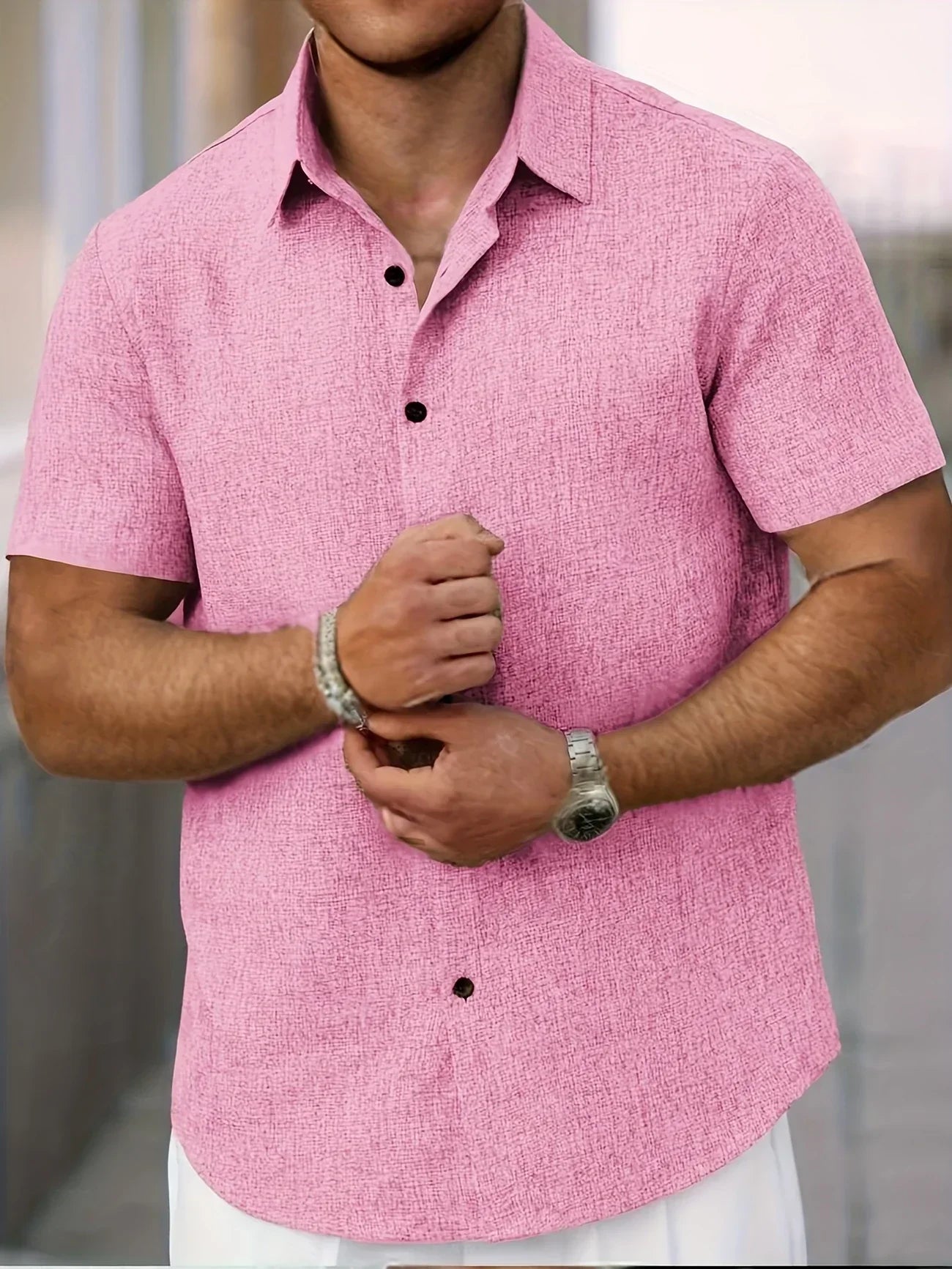 Dwight - Camisa De Manga Corta Ligera De Mezcla De Lino