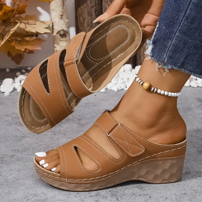 Rowella | Sandalias De Cuña Con Puntera Abierta Para Mujer
