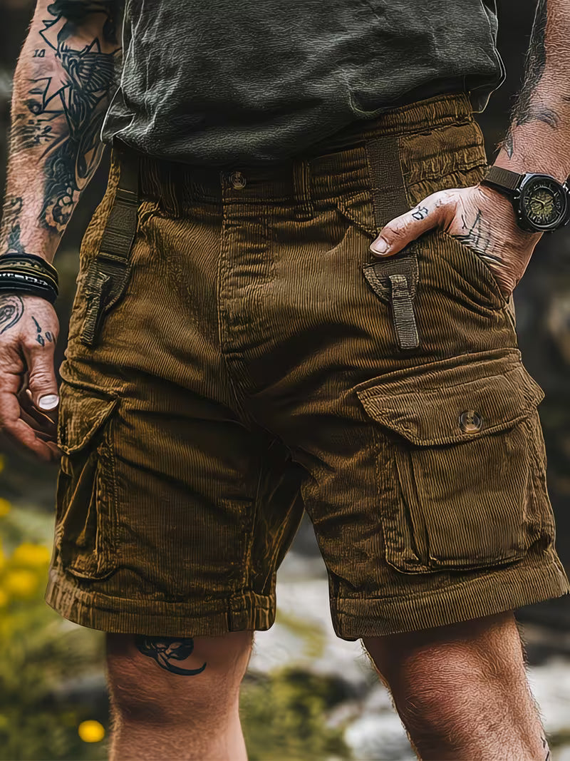 Jorit - Pantalones Cortos Carga De Pana Con Tejido