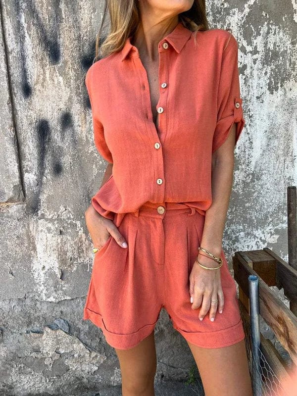 Dixie - Conjunto de Blusa de Manga Corta Con Botones en la Parte Delantera