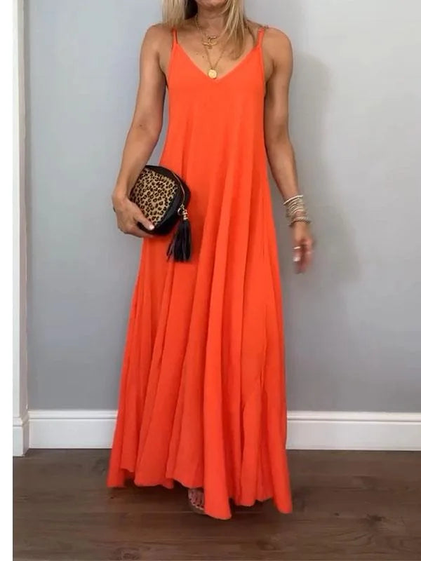 Jolanta | Vestido Largo Liso con Escote en V