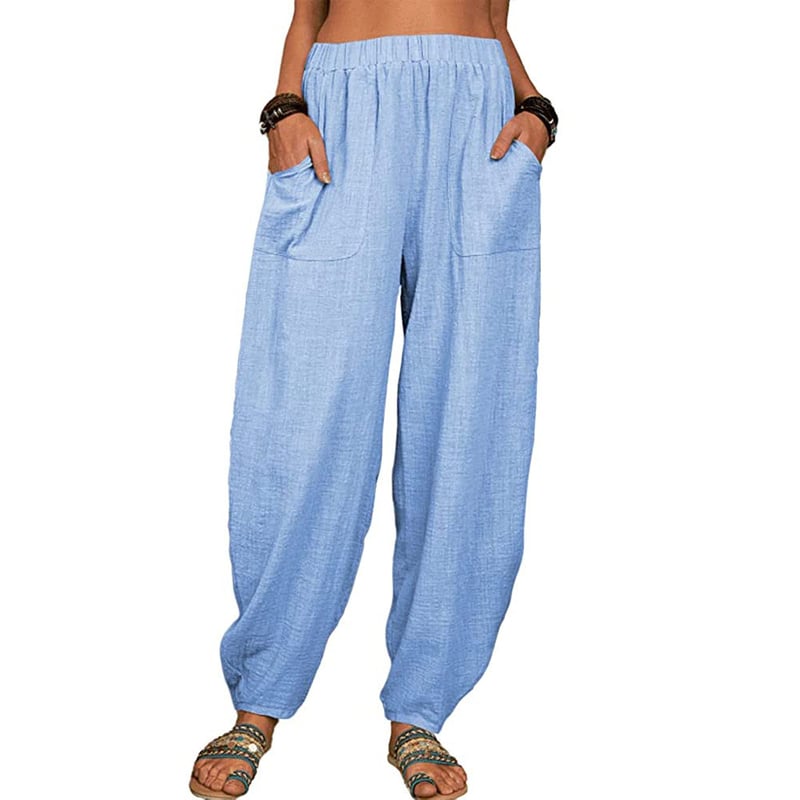 Zinzi | Pantalón Baggy Mujer Lino Bolsillos