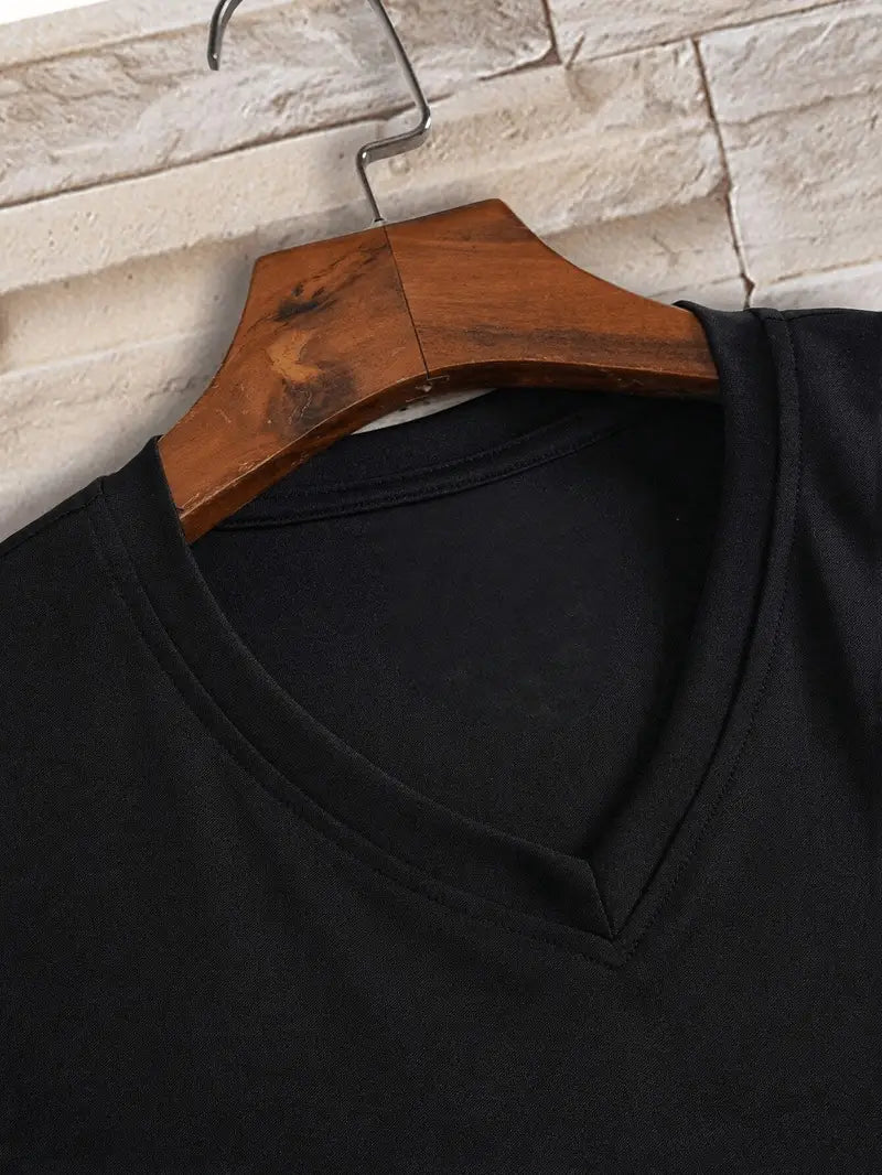 Fraga - Camiseta de manga corta con cuello en V y corte entallado
