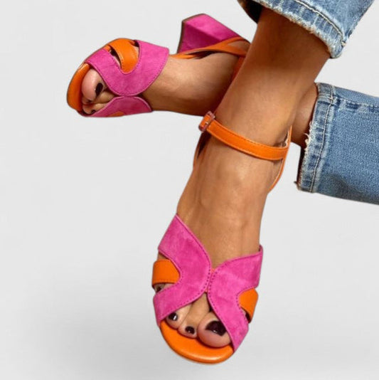 Lajana | Sandalias De Mujer Con Tiras Y Puntera Abierta en Bloques De Color