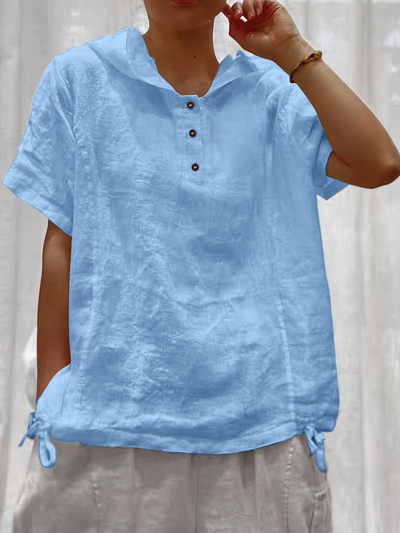 Dounia | Camiseta Holgada Con Capucha y Botones